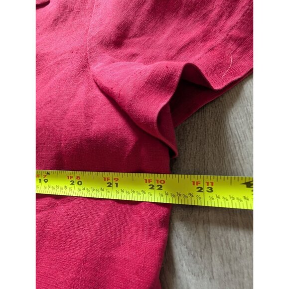 Josephine Chaus Sport Womens Red Linen Button-Up Short Sleeve Shirt L - Picture 8 of 8